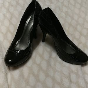 BCBGIRL Quilted Leather Patent Pumps